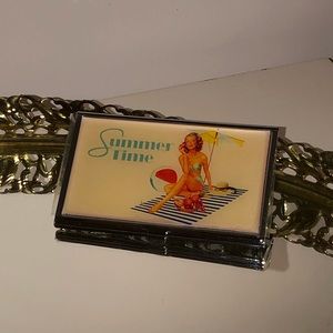 Retro mirror compact & business card holder